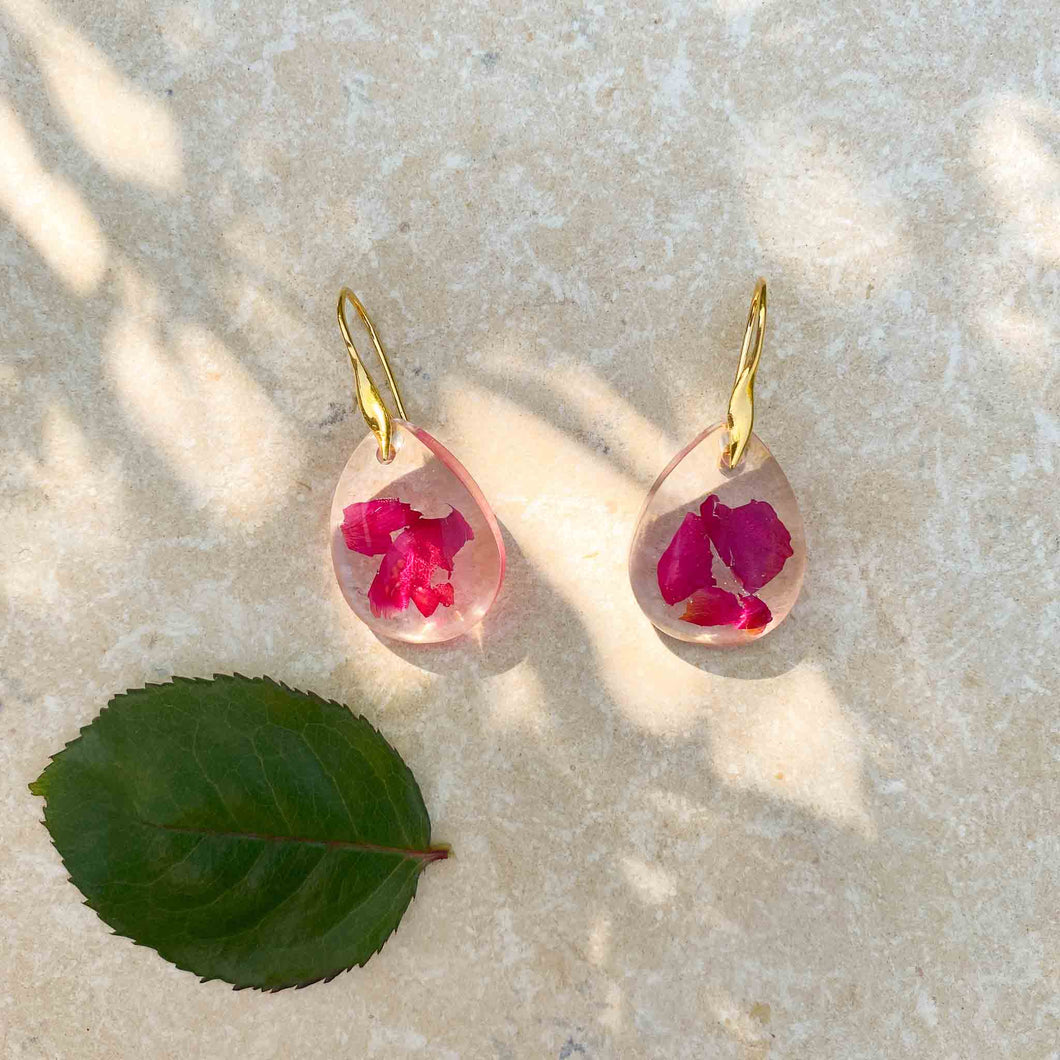 St. Therese rose petals earrings