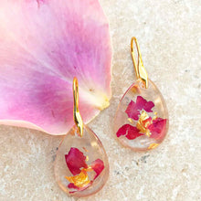 Load image into Gallery viewer, St. Therese rose &amp; gold earrings
