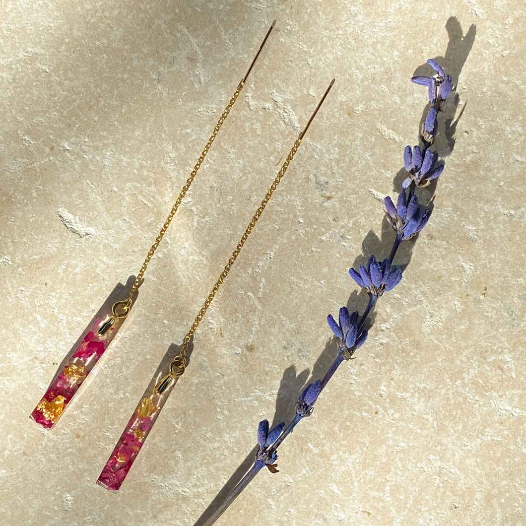 St. Therese rosebush earrings