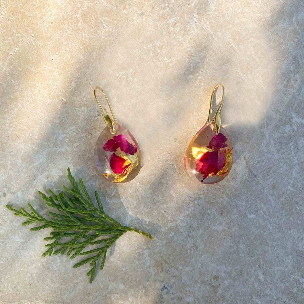 St. Therese rose & gold earrings