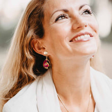 Load image into Gallery viewer, St. Therese rose &amp; gold earrings
