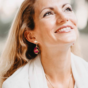 St. Therese rose & gold earrings