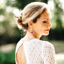 Load image into Gallery viewer, St. Therese rose &amp; gold earrings
